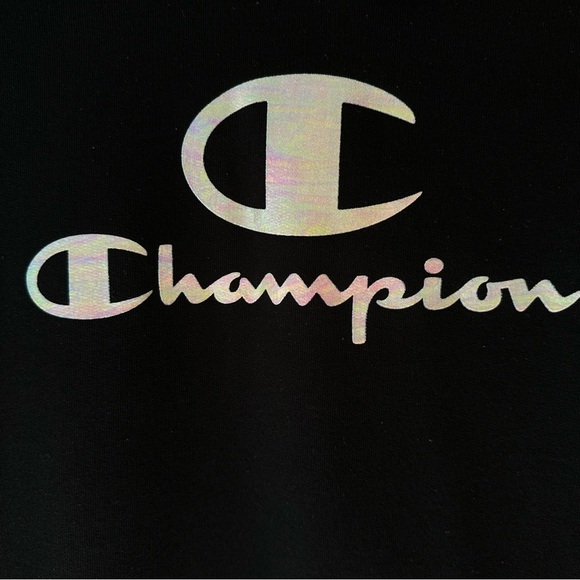 Women’s Small Champion Hoodie In Black With Silver Metallic Champion Word Logo - Picture 7 of 16
